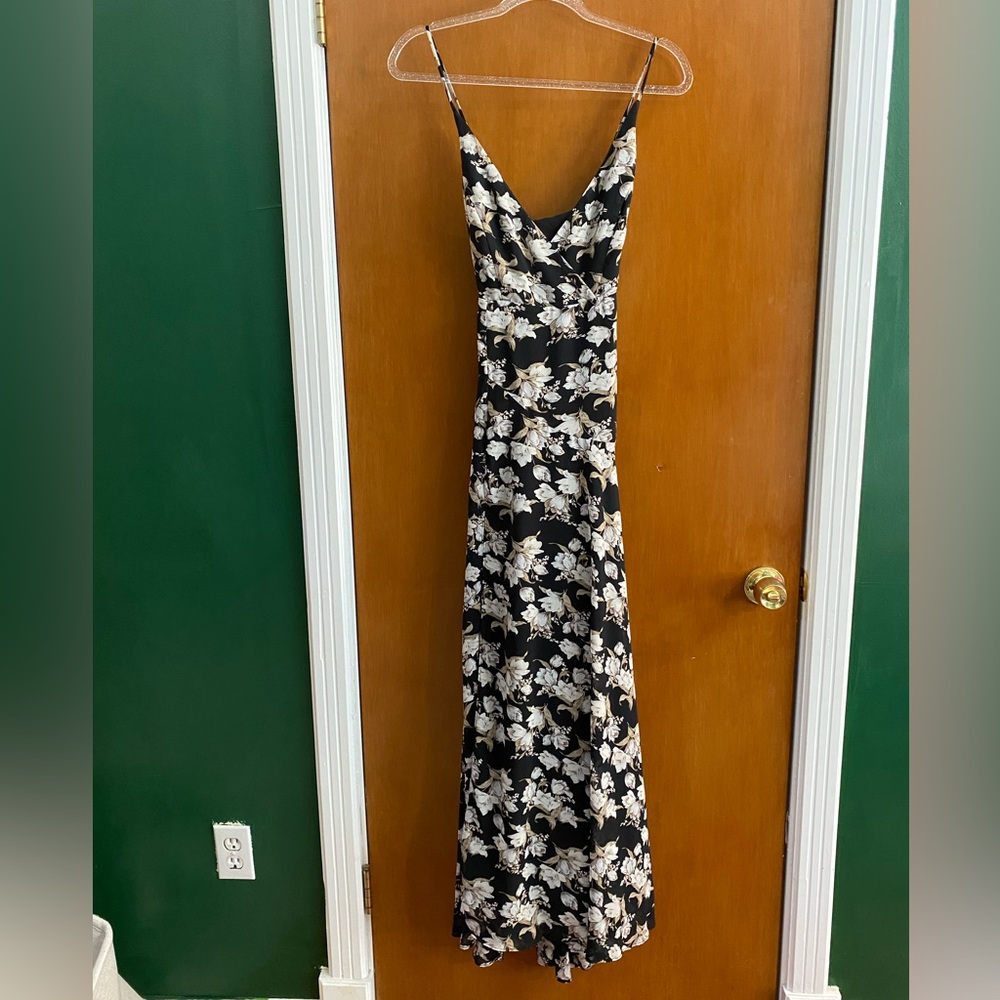 Full length black floral dress